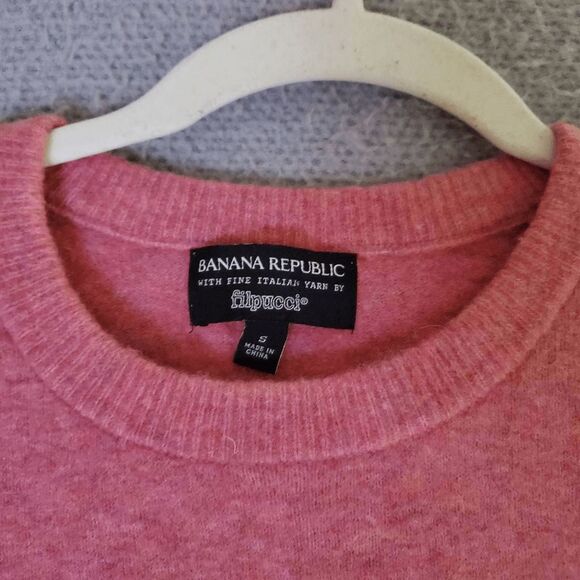 Banana Republic X Filpucci Aire Pink Blossom Fine Italian Yarn Crew Sweater S - Picture 3 of 5